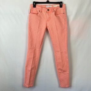 Bullhead Denim Co. Salmon w/White Polka Dots Ankle Skinny Jeans - Size 7 Juniors